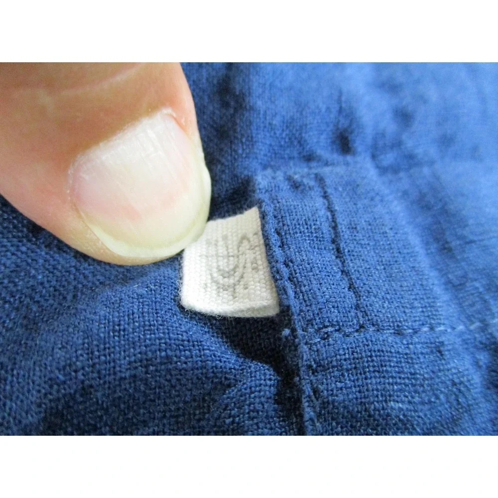 ANOKHI Shirt Mens Extra Large Blue Linen Button Up Relaxed Breathable Camp
